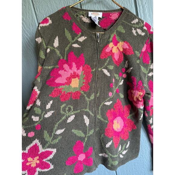 Vintage Floral Spring Knit Cardigan, Large - Picture 2 of 7